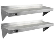 2 x Ripiani in Acciaio Inox Cucina Commerciale Mensole Muro e Staffe 125 x 30 cm