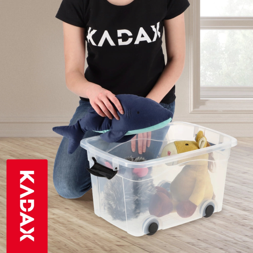 Contenitore per giocattoli KADAX, grande scatola con ruote, in plastica, grande 60 litri