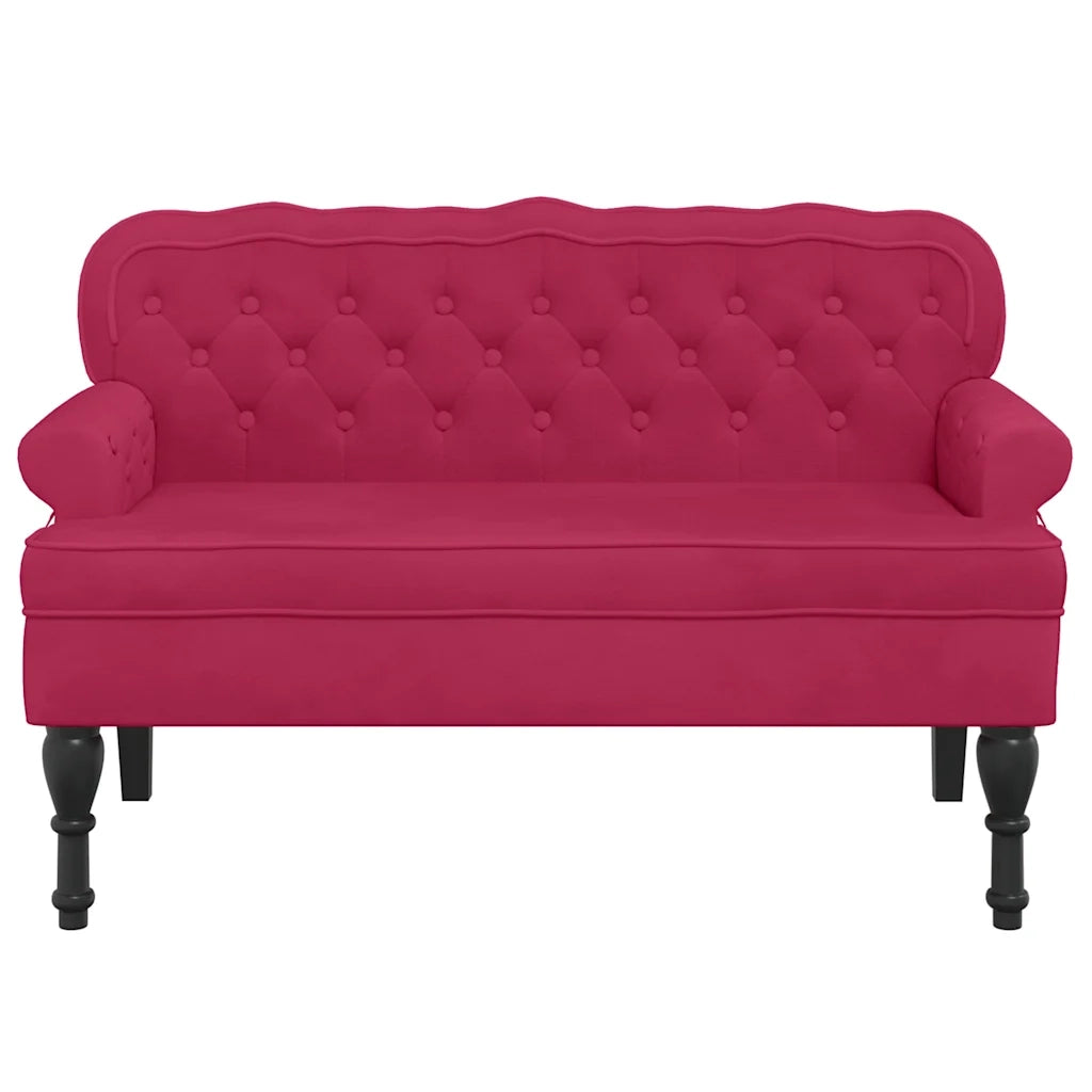Panca con Schienale Rosso Vino 119,5x64,5x75 cm in Velluto 372160