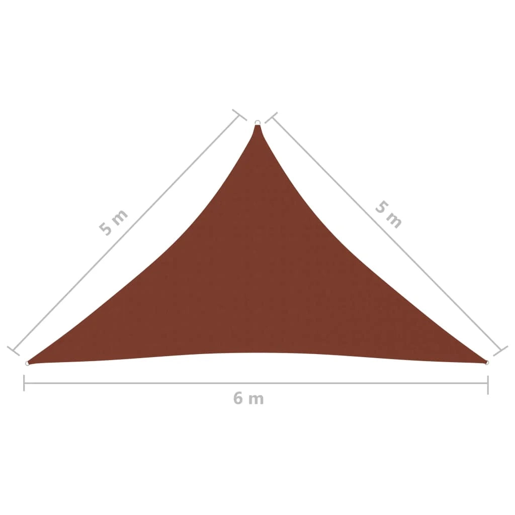 Ombrellone a vela triangolare in tessuto Oxford 5 x 5 x 6 m terracotta 02_0009920