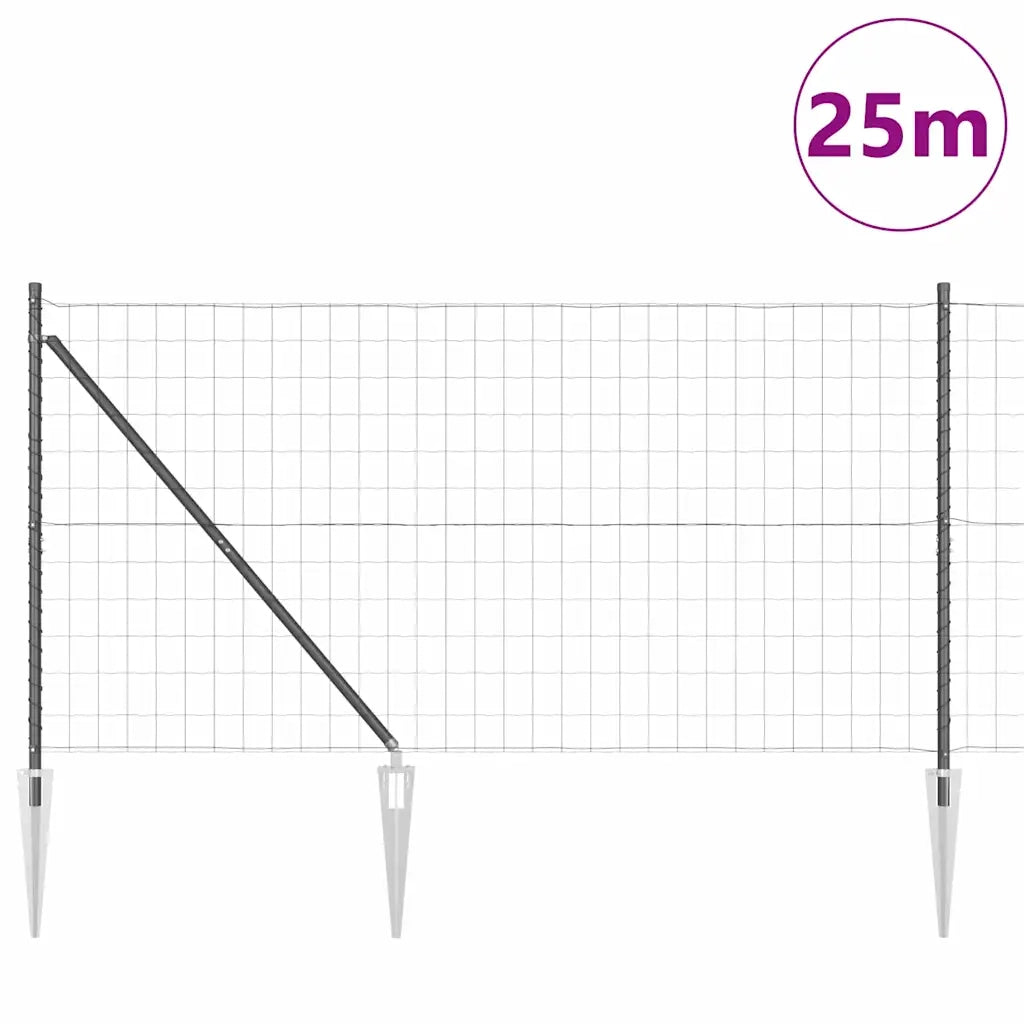 Recinzione da Giardino | Recinzione con Posto Grigio 1,2 x 25 m Acciaio e PVC