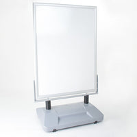 Espositore Pubblicitario Bifacciale con Ruote 100x140 cm in Alluminio da Esterno Antivento Silver