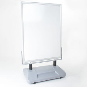 Espositore Pubblicitario Bifacciale con Ruote 100x140 cm in Alluminio da Esterno Antivento Silver