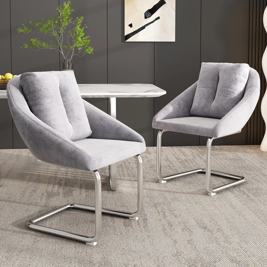 Set di 4 sedie in velluto con struttura in metallo; ergonomiche e confortevoli; grigio