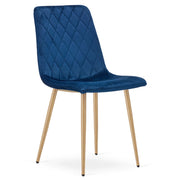 Sedia Turin in velluto blu navy con gambe effetto legno