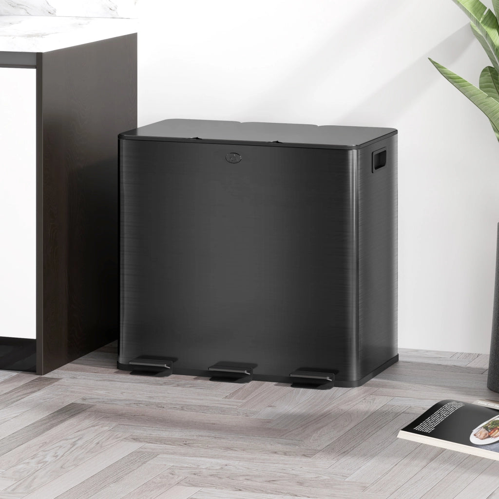 Cestino 3 Scomparti 15L ¨C zephmum ¨C Nero, Deodorante, Soft-Close