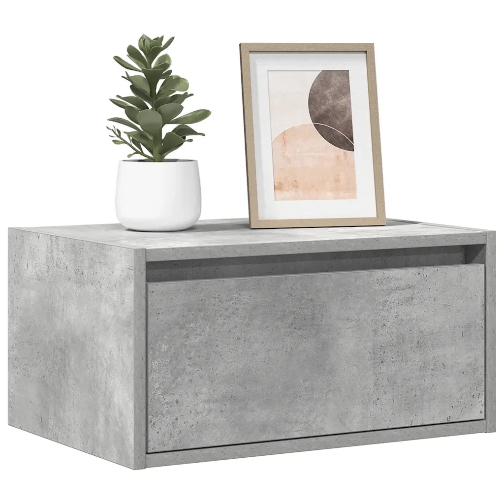 Comodino a Parete con Luci LED Grigio Cemento 860217