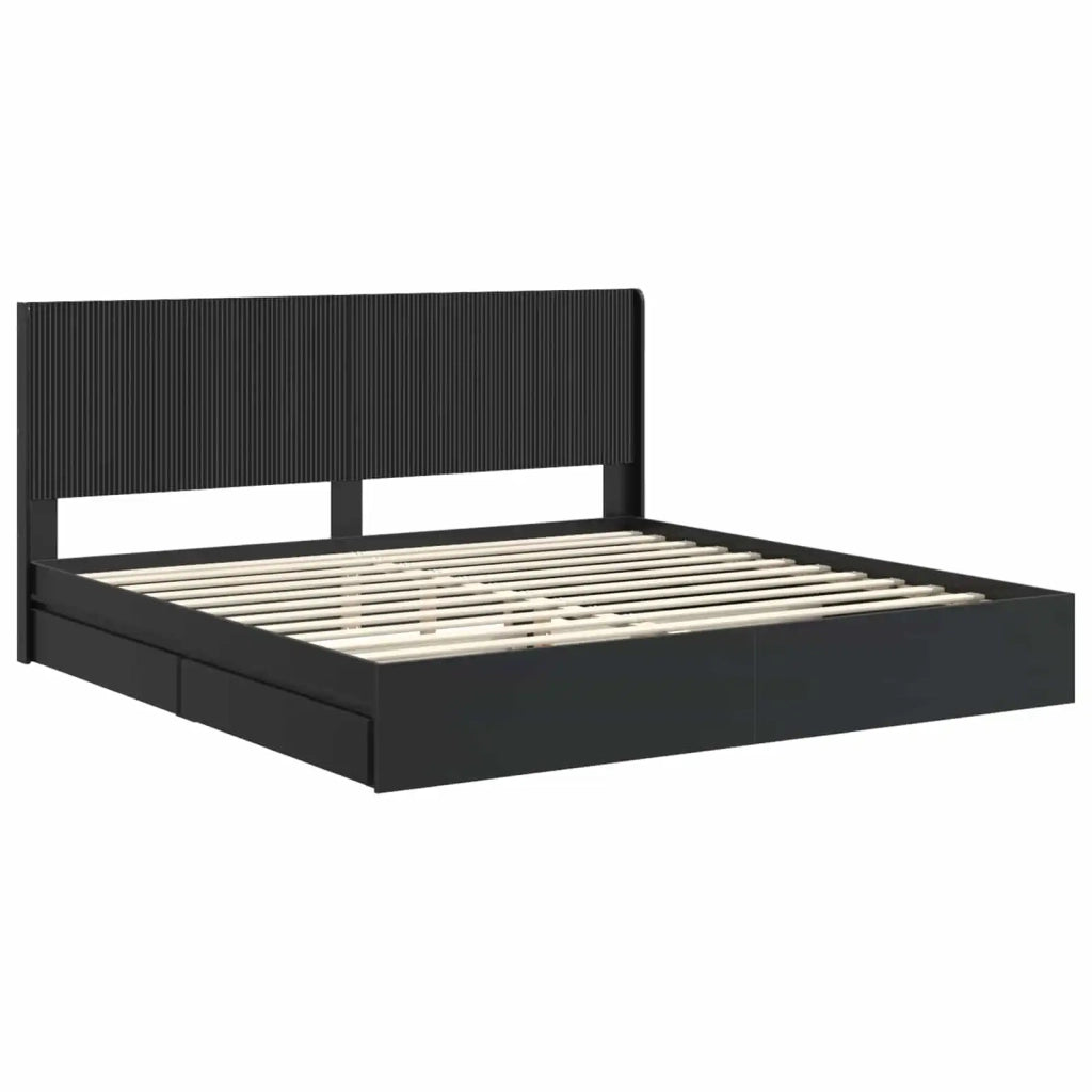 Struttura del letto con stoccaggio e testata Nero 200 x 200 cm