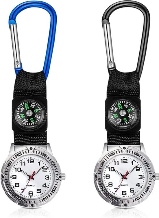 Due orologio da tasca con clip - orologi da tasca digitali a batteria, adatti per infermieri, medici e ciclisti, multifunzionali con bussola.