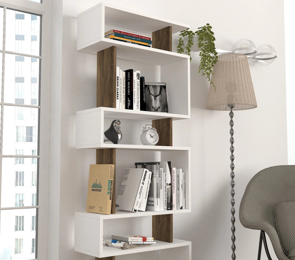 Libreria in legno "Blok" - 60 x 19 x 165 cm - Marrone