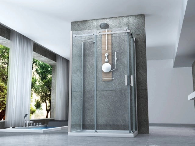 Box doccia tre lati scorrevole 8mm trasparente h.195 FLUIDA TRIO 70x90x70 cm,Flacone anticalcare escluso