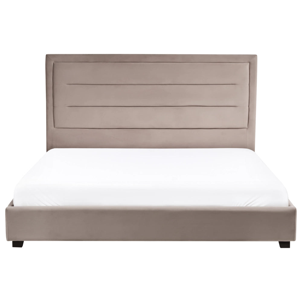 Letto matrimoniale in velluto grigio scuro 180 x 200 cm con testiera imbottita stile moderno