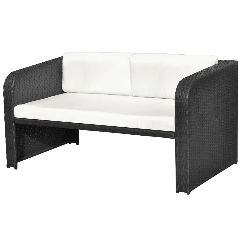 Set Divani da Giardino 4 pz con Cuscini in Polyrattan Nero 42481
