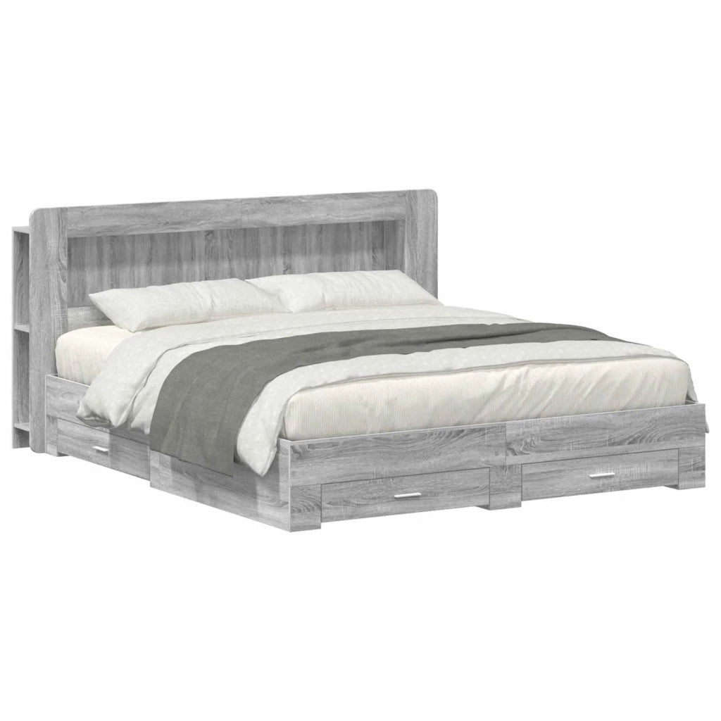 Telaio del letto con storage Sonoma grigio 200 x 200 cm 3433902