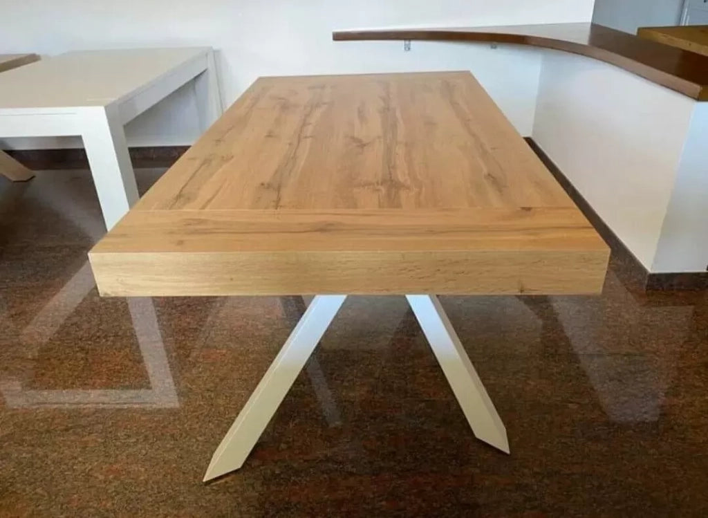 Tavolo con 2 allunghe, finitura rovere nodato (1617) - Mobili 2G