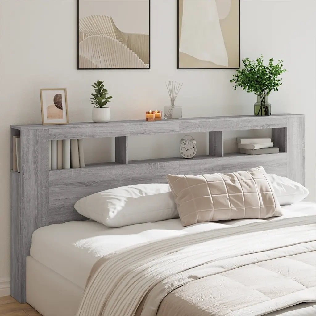 Testiera LED Grigio Sonoma 220x18,5x103,5 cm Legno Multistrato 837377