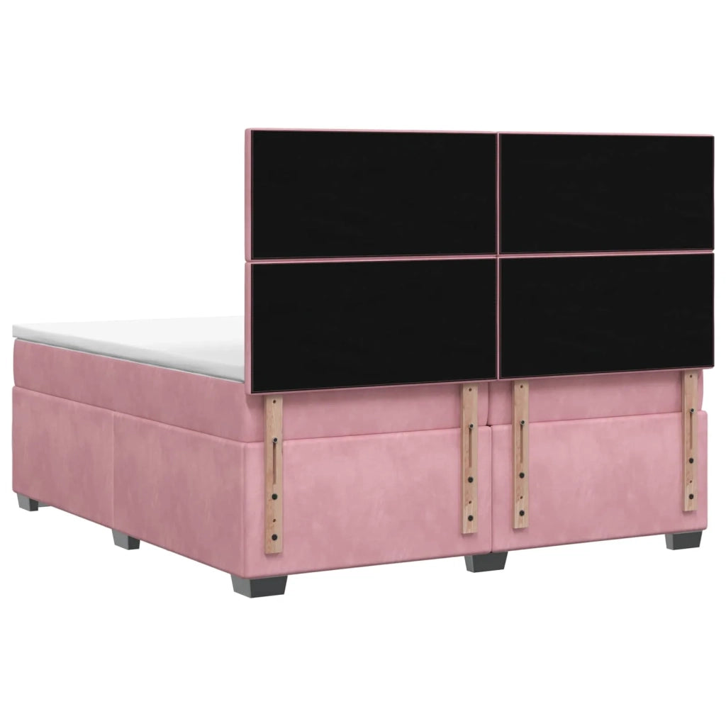 Letto box spring con materasso Rosa 200 x 200 cm Velluto 3455173