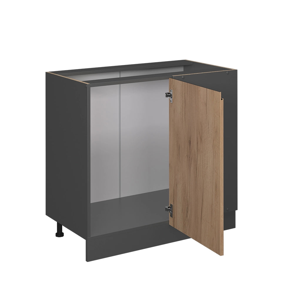 Mobile ad angolo cucina R-Line Rovere dorato/Antracite 86 cm Forma a J, senza piano di lavoro Vicco