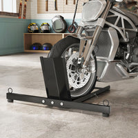 Cavalletto Bloccaruote per Moto Staffa Regolabile per Ruote Ø34-84 cm in Acciaio Nero