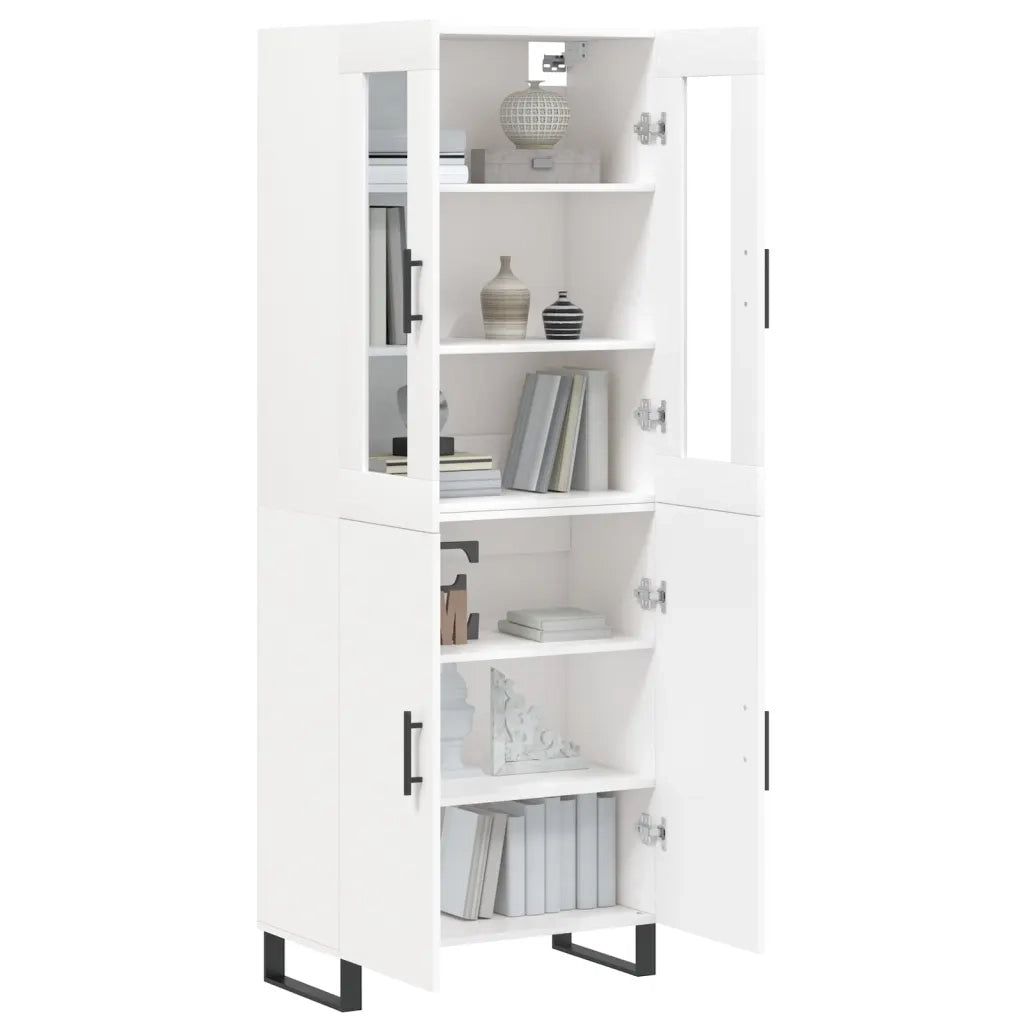 Credenza-Buffet-Armadio da cucina Bianca 69,5x34x180 cm in Legno Multistrato 124371