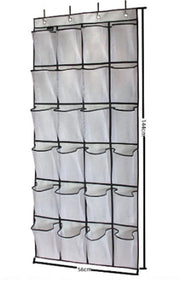 Organizzatore di scarpe con 24 tasche a rete - appeso - contenitore di archiviazione - appendiporta - risparmio di spazio - alta capacità di carico - polyester - organizzatore di scarpe