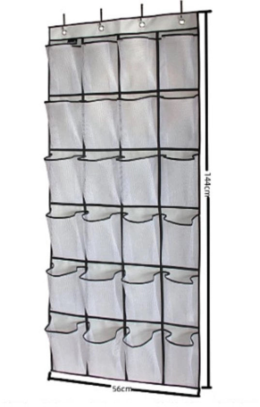 Organizzatore di scarpe con 24 tasche a rete - appeso - contenitore di archiviazione - appendiporta - risparmio di spazio - alta capacità di carico - polyester - organizzatore di scarpe