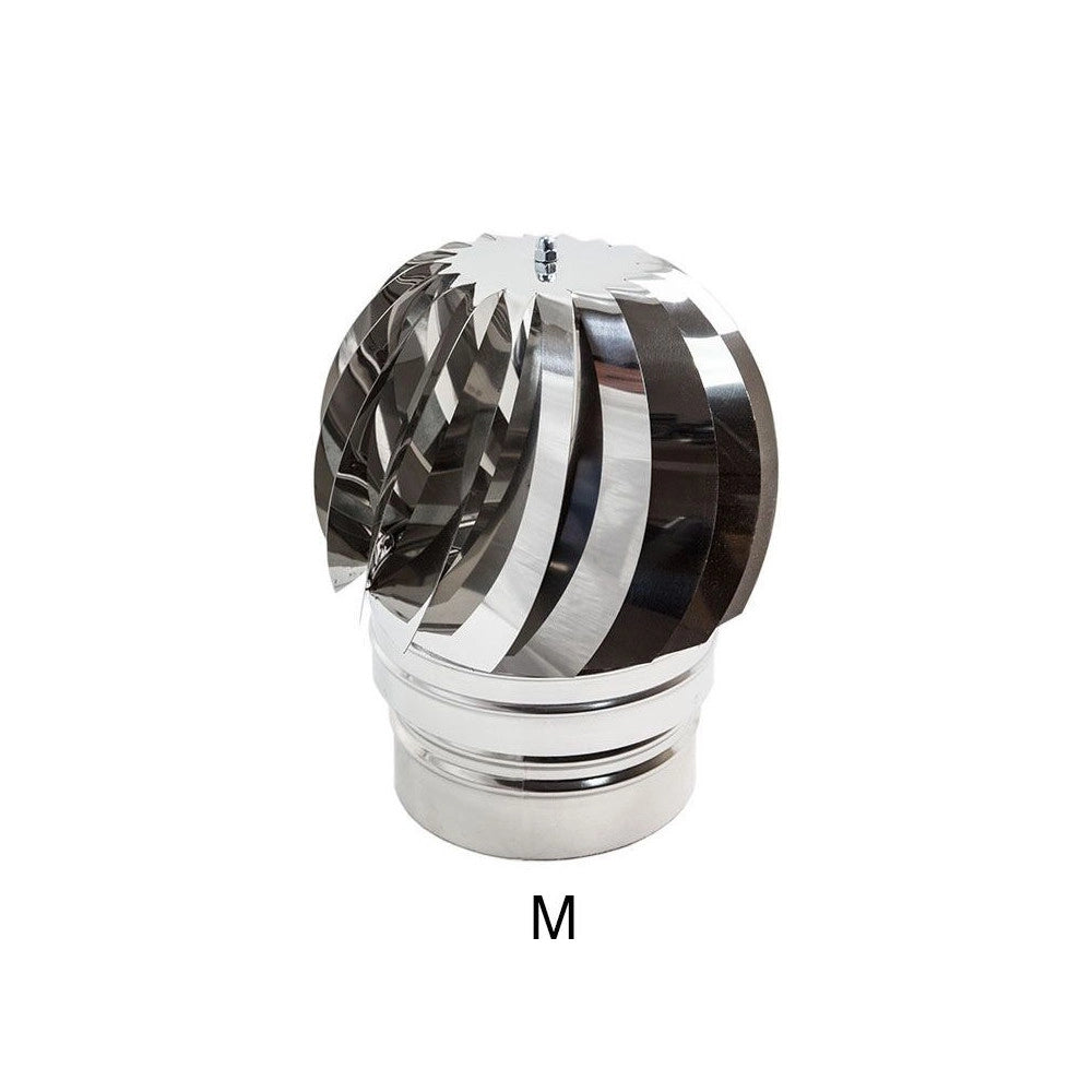 Fumaiolo da 220mm tipo radiante eolico inox aisi 304 base tonda innesto m maschio
