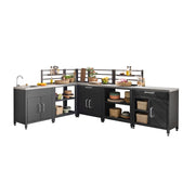 Mobili per cucina da esterno, in acciaio inox, 6 moduli, nero