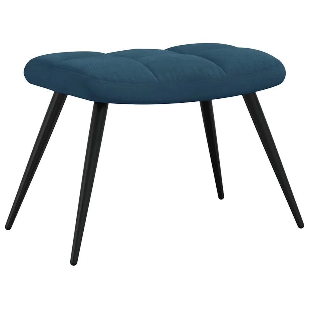 Divano Sedia-Poltrona Relax con Poggiapiedi Blu in Velluto 404649