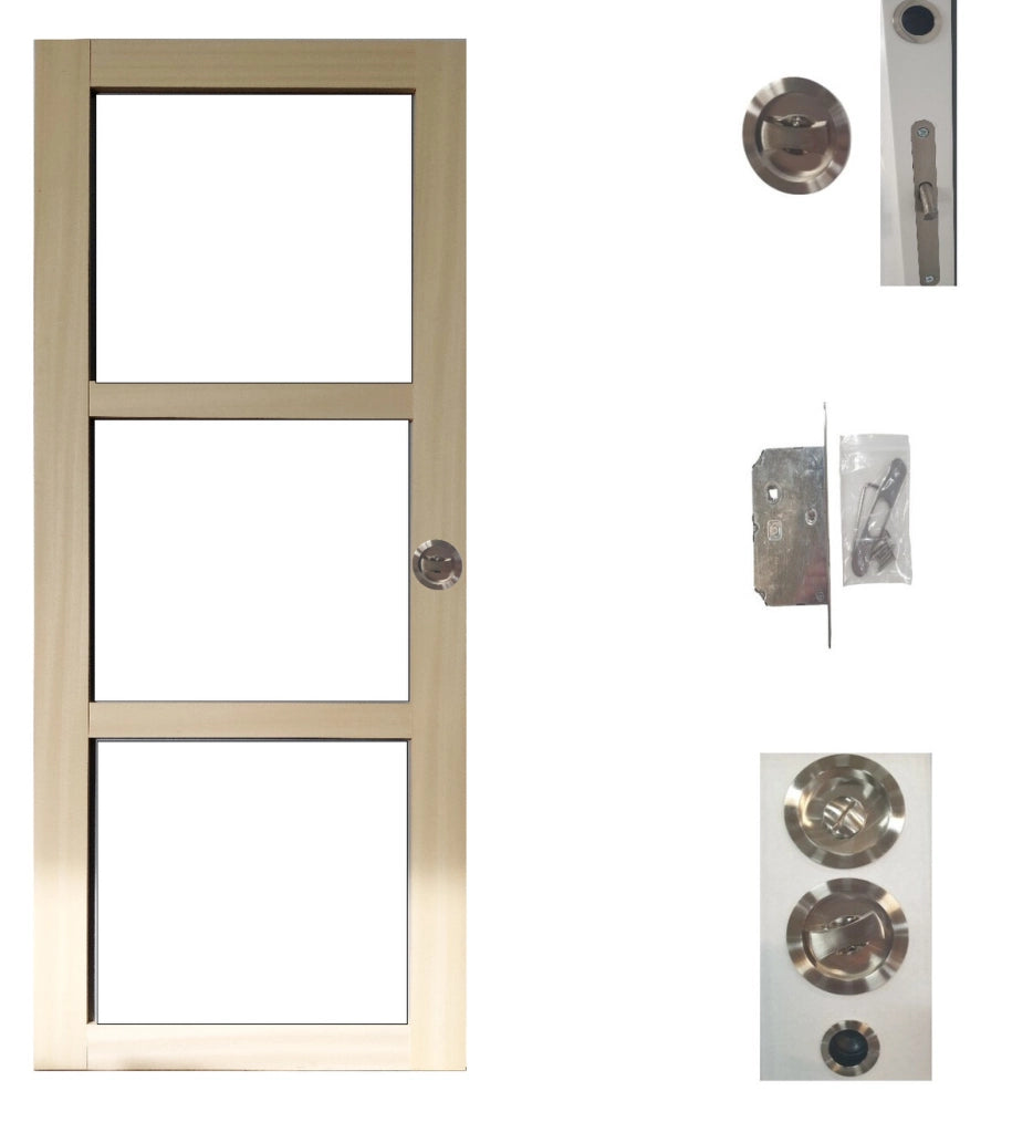Porta scorrevole in legno Ayous Vetro trasparente H204 x L73 + Sistema Pocket e kit di finitura inclusi senza maniglia