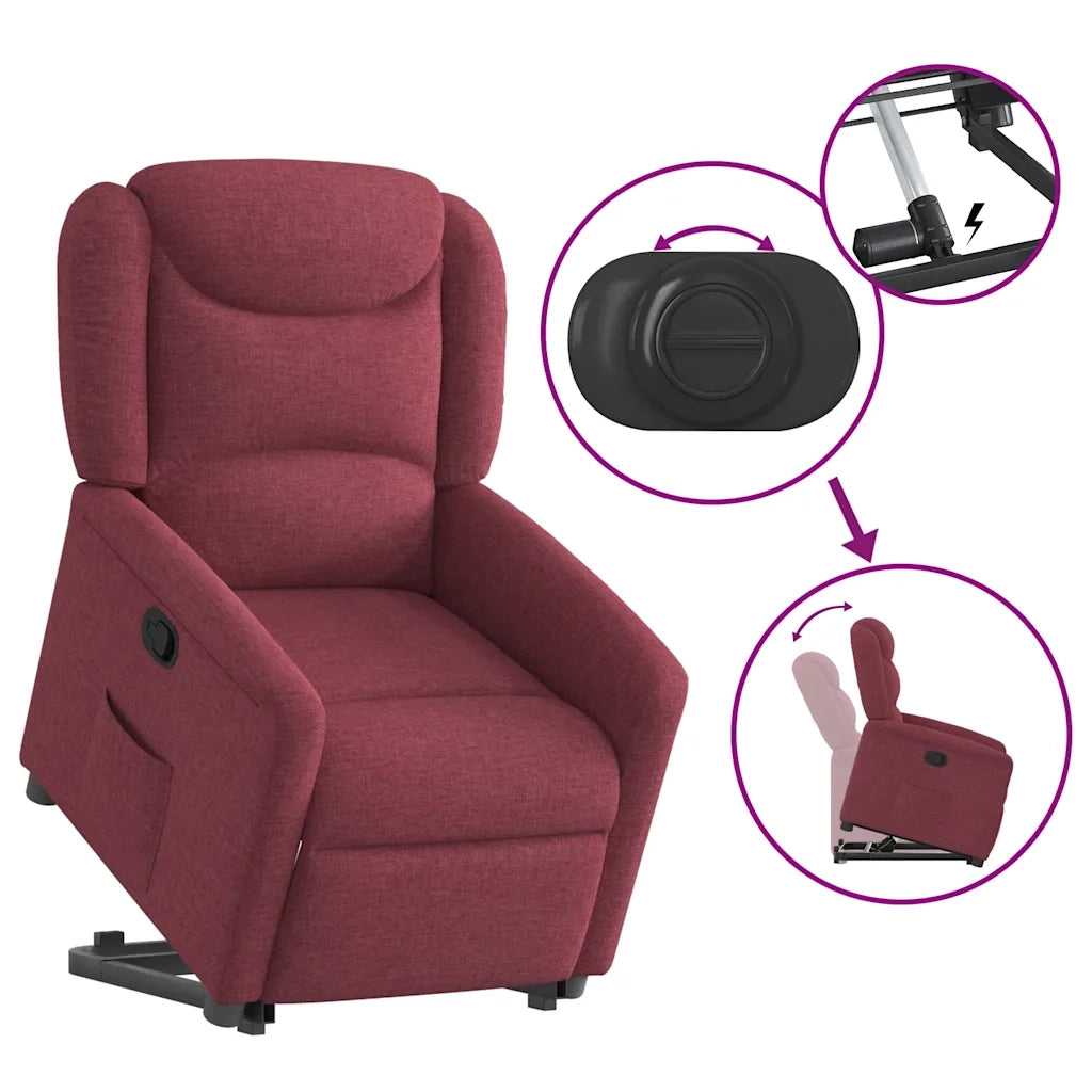 vidaXL Poltrona Alzapersona Reclinabile Rosso Vino in Tessuto