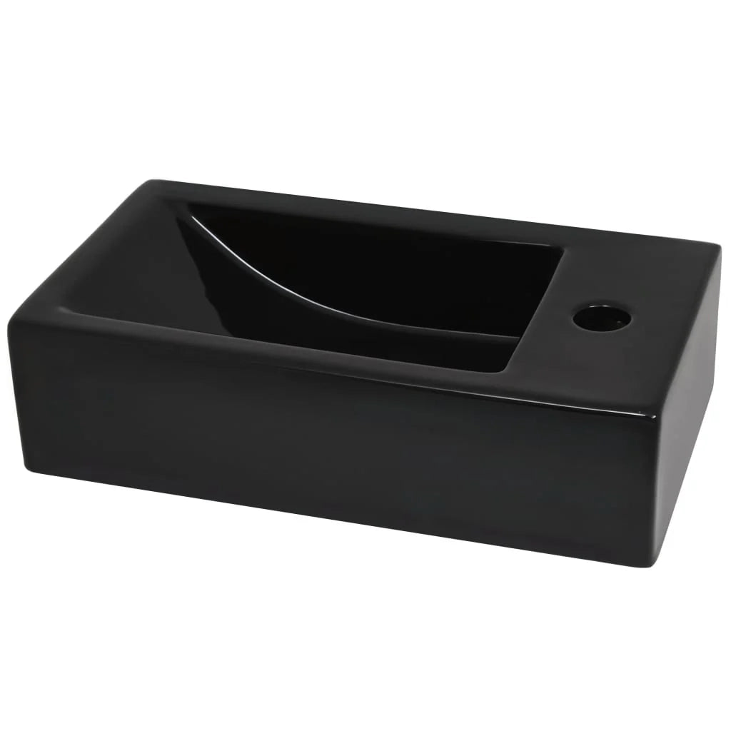 Lavabo con foro rubinetto 46 x 25,5 cm lavabo in ceramica nera 02_0002542