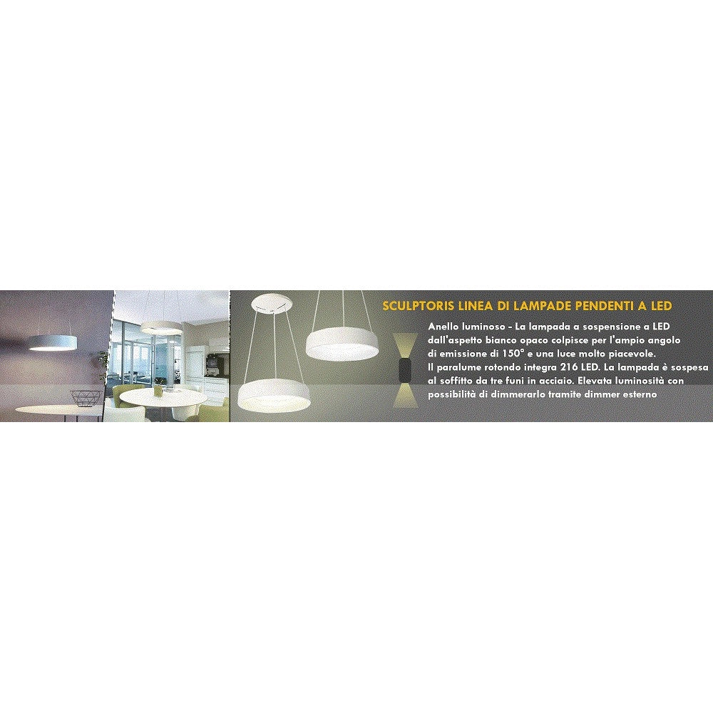 Trade Shop - Lampada Sospensione Led 60w Cct Pendente Cerchio Lampadario Moderno Luce 230v 80cm -