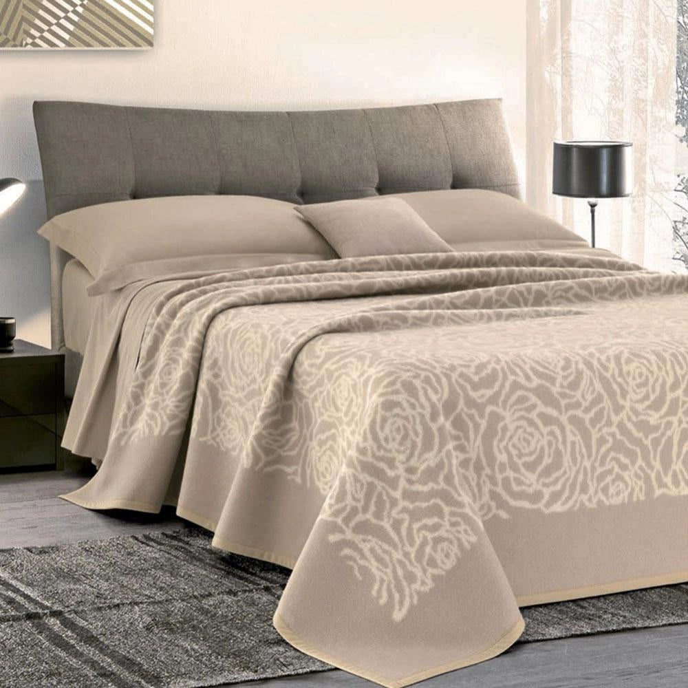 Coperta Pura Lana Matrimoniale Maxi 450gr Cober Venice Tortora