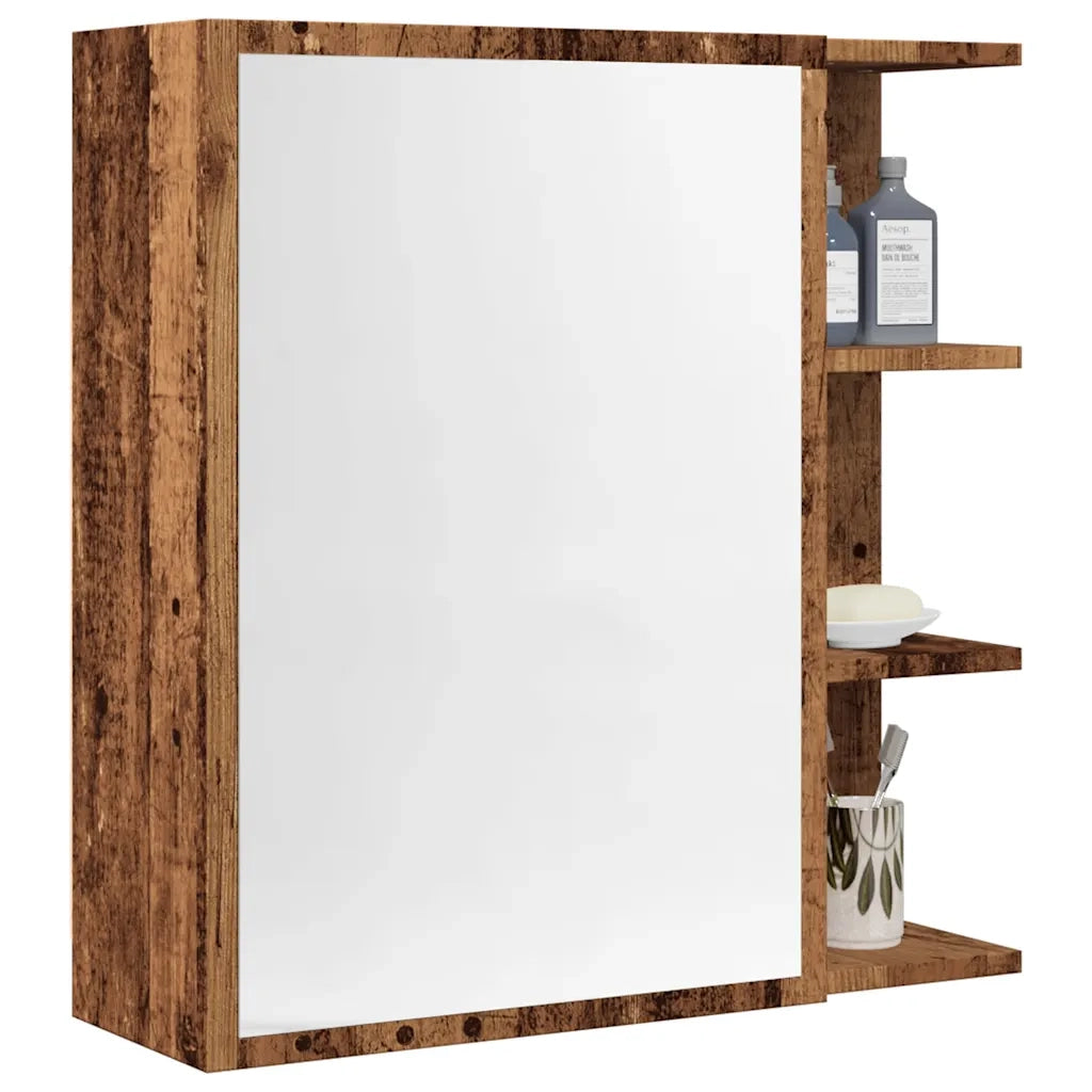 Mobile da Bagno a Specchio-Armadietto a Specchio da Bagno Legno Antico 62,5x20,5x64 cm Legno