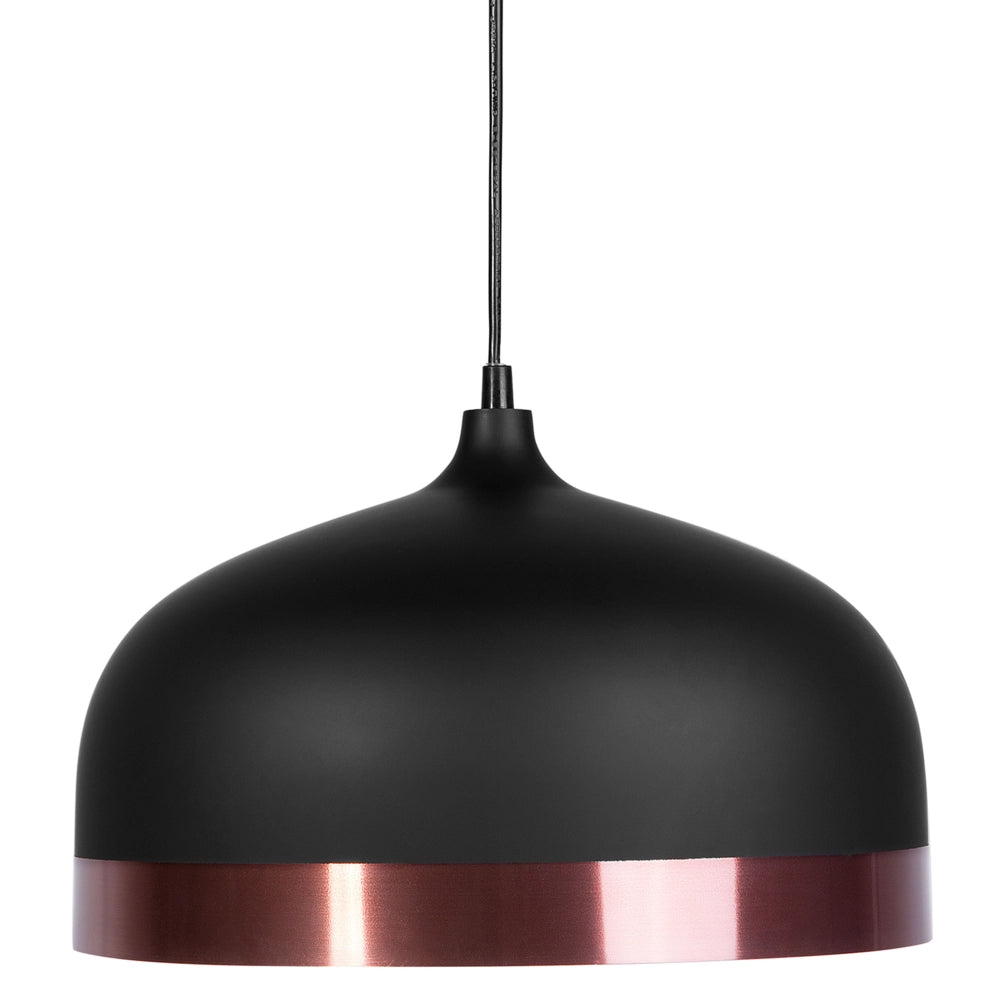 Lampadario Metallo Nero e Rame con Paralume a Campana Design Moderno