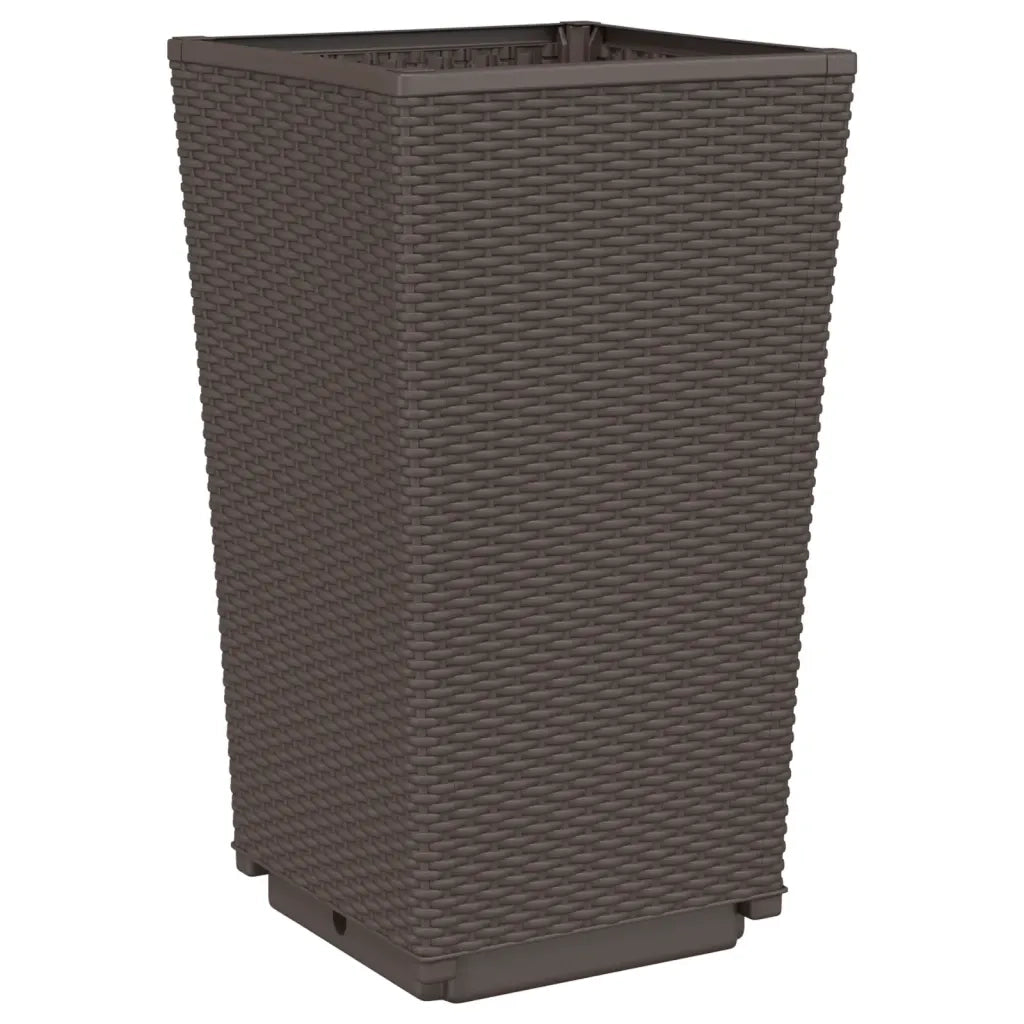 Fioriere da Giardino 4 pz Marrone 32,5x32,5x57 cm in PP
