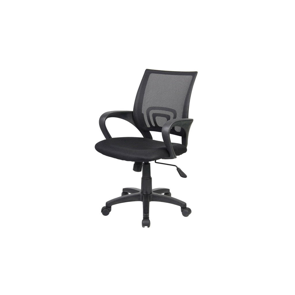 Sedia da ufficio Reticolo, Sedia operativa a rete con braccioli, Seduta ergonomica da ufficio, 59x54h90/100 cm, Nero