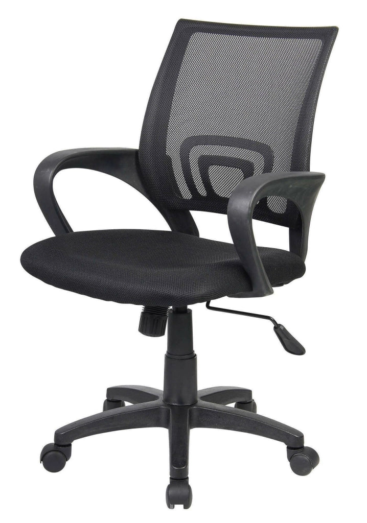 Sedia da ufficio Reticolo, Sedia operativa a rete con braccioli, Seduta ergonomica da ufficio, 59x54h90/100 cm, Nero