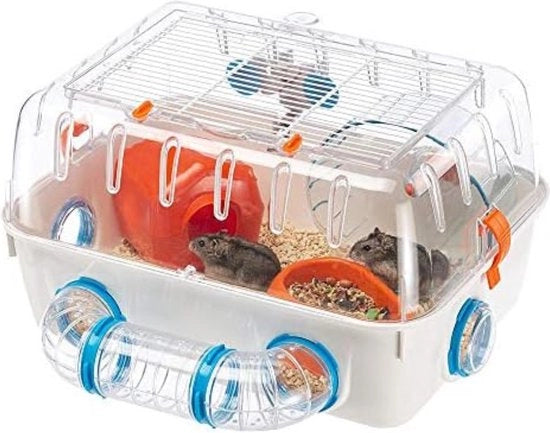 Casa per Hamster - 40,4 x 22,5 x 29,5 cm - Bianco, Rosso, Blu - S