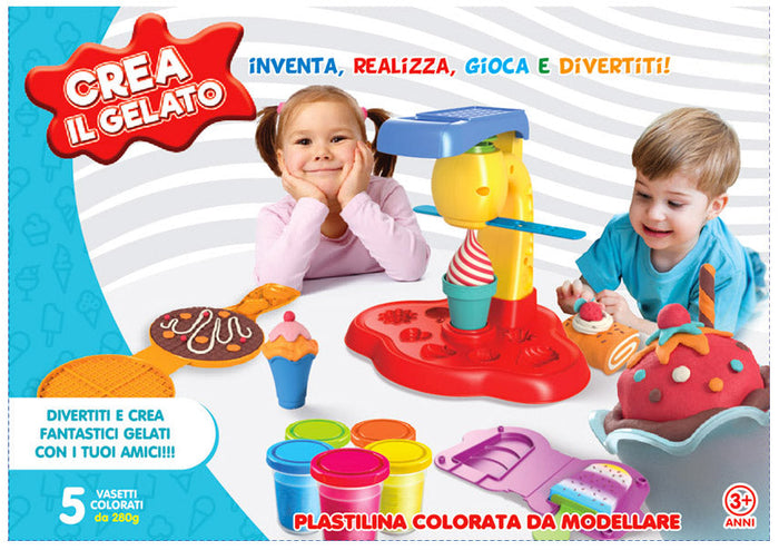 Macchina Crea Gelato con Plastilina Colorata 37x7x26 cm con 5 Vasetti da 280 Grammi