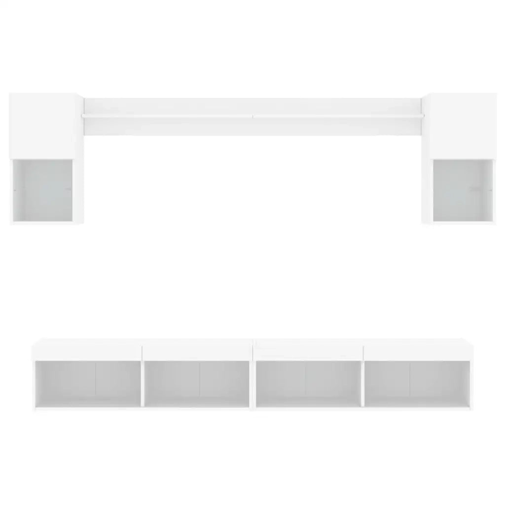 vidaXL Mobili TV a Muro con LED 6pz Bianchi in Legno Multistrato