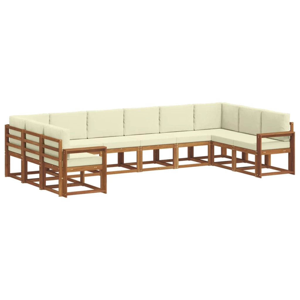 Set di divani da esterno con cuscino 10 pcs Naturale e Crema 3367058