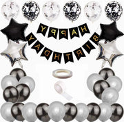 Decorazione di Compleanno Garland Nero Argento - Articoli da Festa per 18° 21° 30° 40° 50° Compleanno