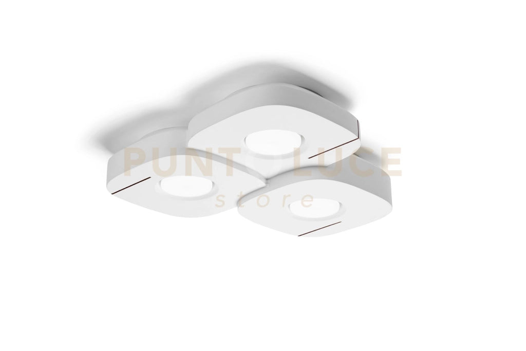 SARDIS Lampada da soffitto 3 luci attacco GX53 in gesso bianco con rifinitura Bronzo satinato
