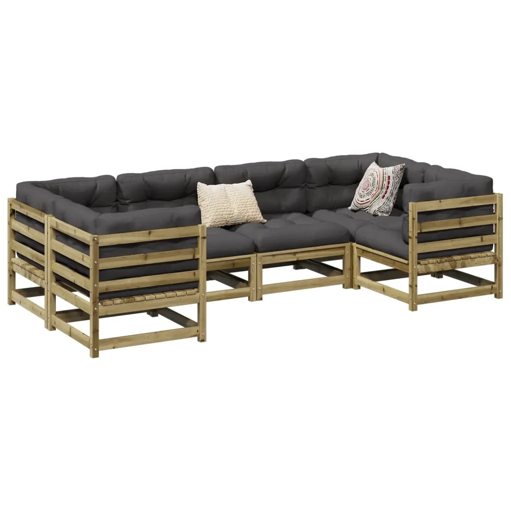 vidaXL Set Divani da Giardino 6 pz in Legno Impregnato di Pino