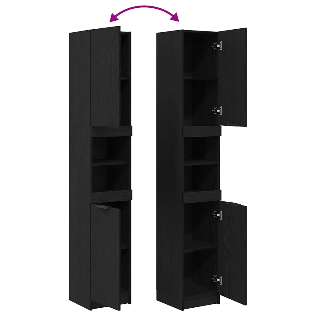Mobile da Bagno con lo scaffale Rovere nero 32 x 34 x 188,5 cm 862097