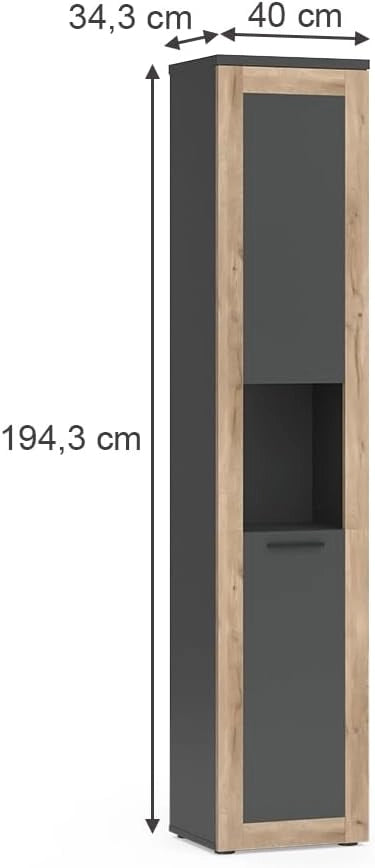 Mobiletto da bagno Niko, Antracite, 40 x 194.3 cm, adatto per la conservazione di articoli da bagno e asciugamani