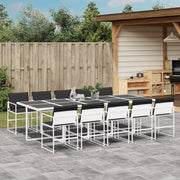 Set da Pranzo da Giardino 11 pz con Cuscini Bianco in Textilene 3295106