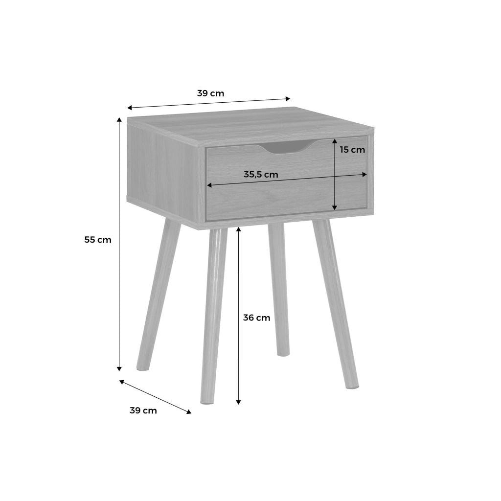 Comodino effetto legno 1 cassetto marrone, marrone